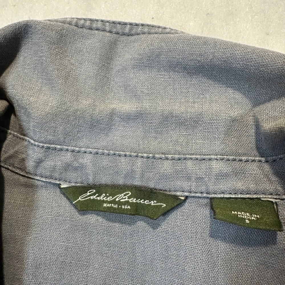 Eddie Bauer Utility Safari Jacket Women S Blue Gray Gorpcore Worn In Outdoorsy - Picture 8 of 11
